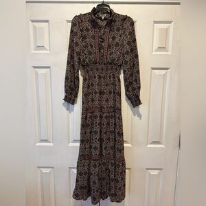 Max Studio Long Sleeve Patterned Dress - Brown and Black